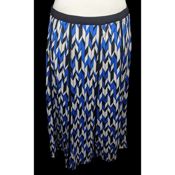 NYCC Blue White And Grey Geometric Print Skirt - Picture 2 of 5